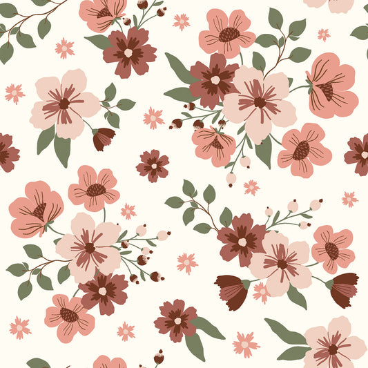 Baumwolljersey "Blumen Apricot"