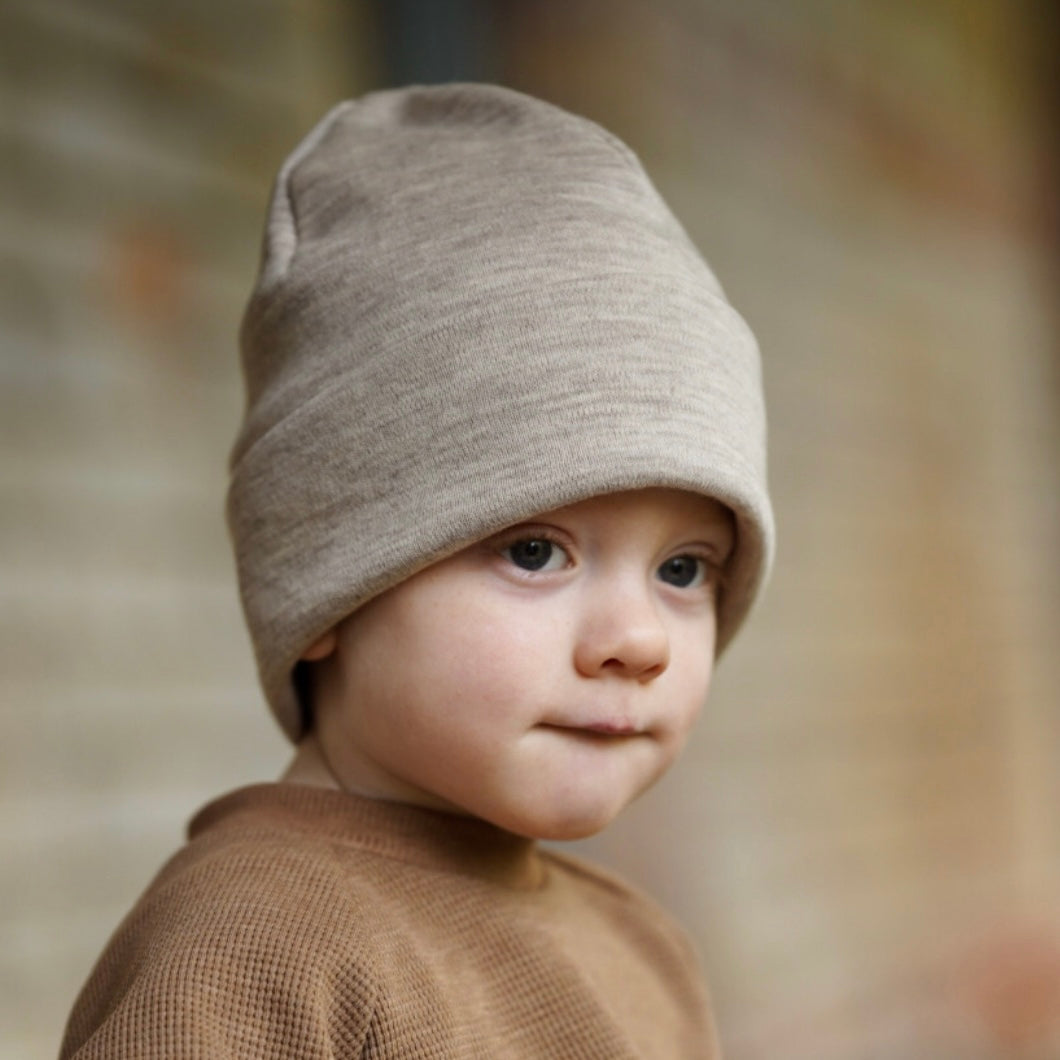 Hipster beanie "Merino Beige" KU 39cm
