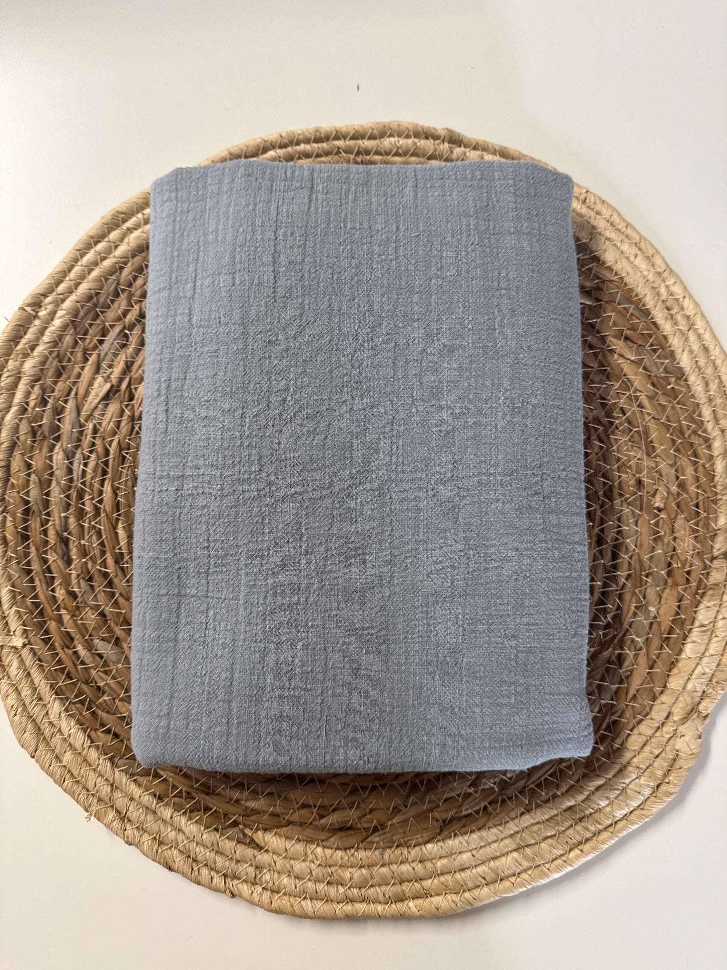 Rest Musselin Slub Rauchblau