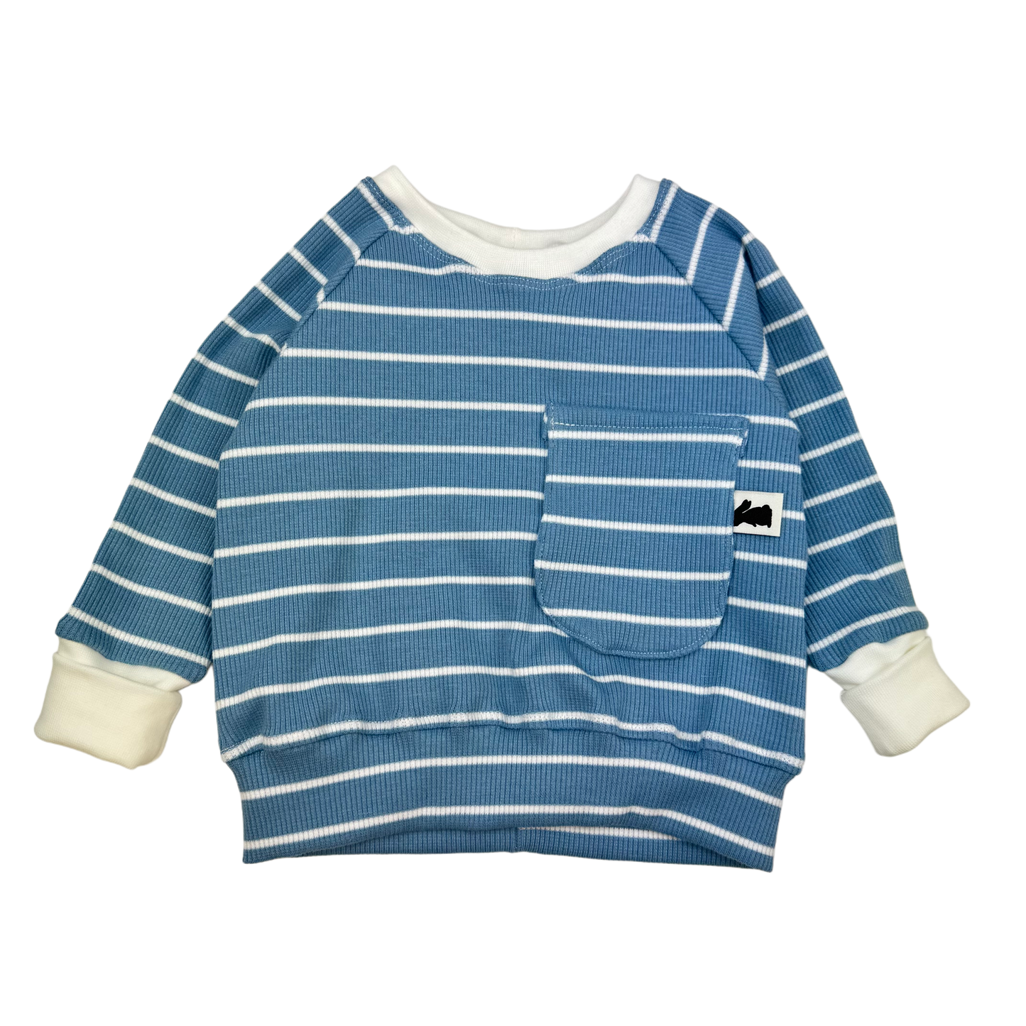 Raglan-Sweater "Big Stripes Graublau"