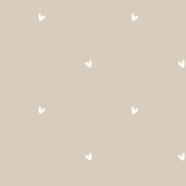 Baumwolle Popeline "Herzen Beige"