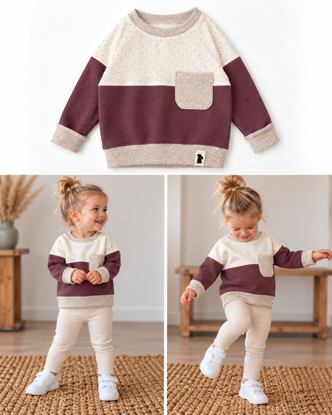 Colourblock-Sweater Dottis Beige | Fix&Fertig