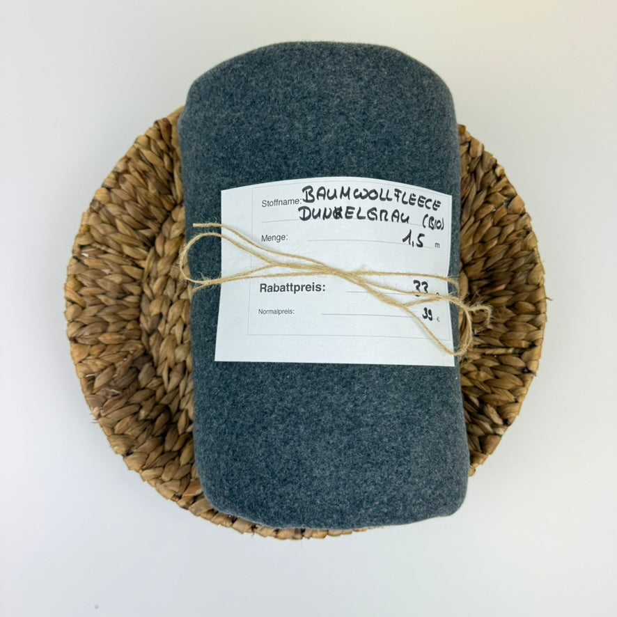 1,5 m Bio-Baumwollfleece Dunkelgrau | Rest