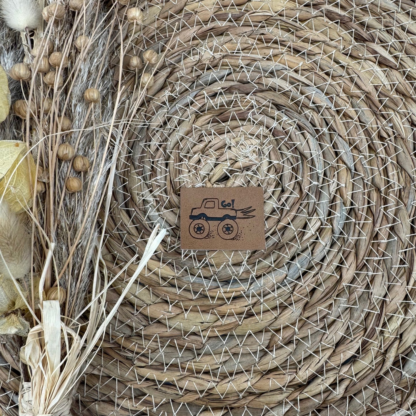 artificial leather label " Bärenstark"