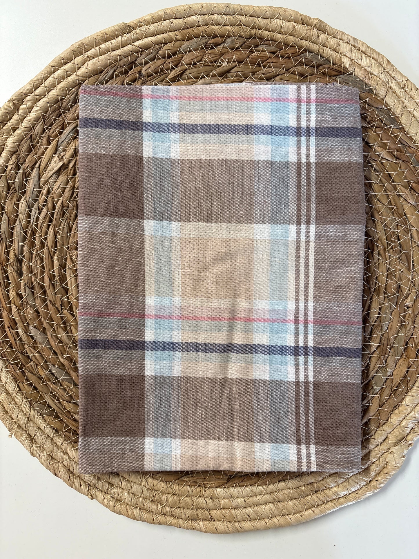 Rest Viskose-Leinen Karos Beige