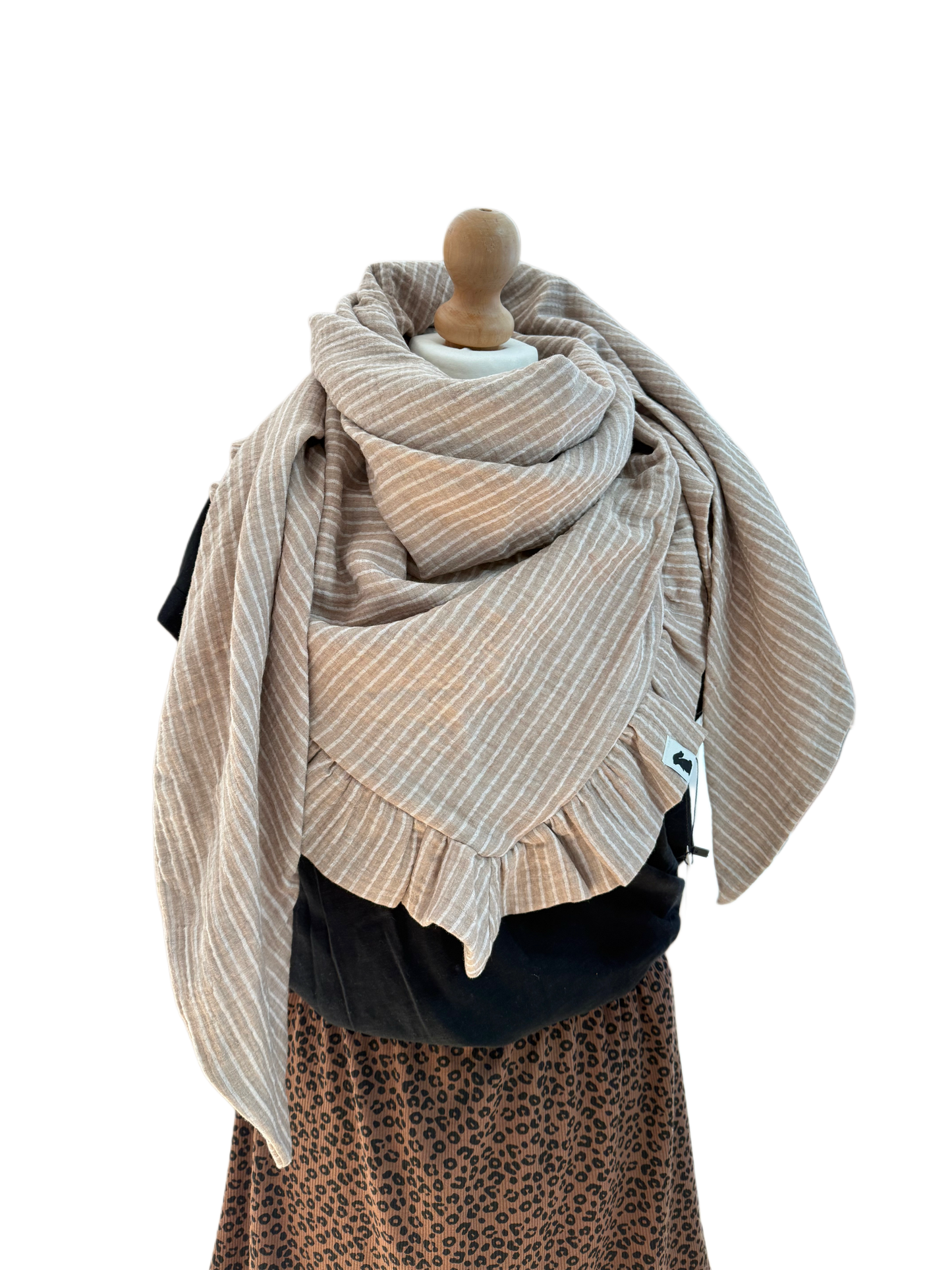XXL Scarf Ruffles "Apricot Flower"