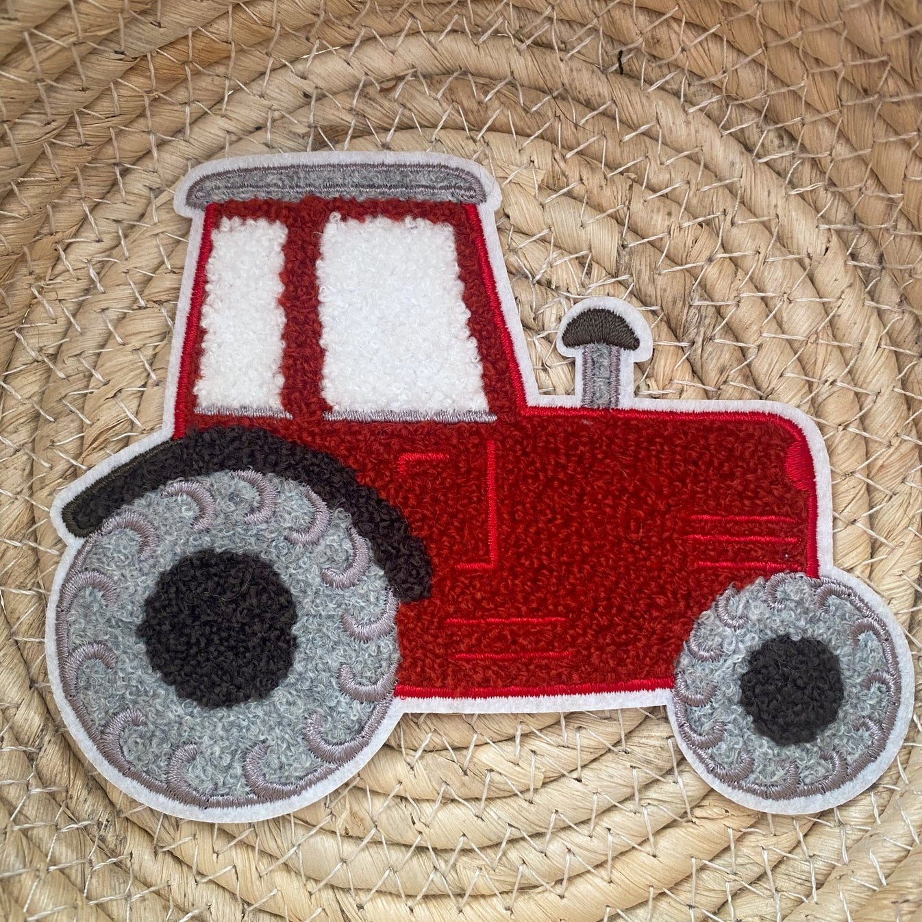 Chenille Patch Traktor rot