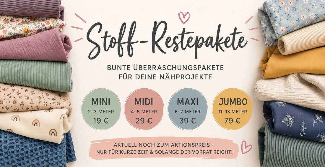 Bunte Stoff-Restepakete von by_fraleli in den Größen MINI, MIDI, MAXI und JUMBO