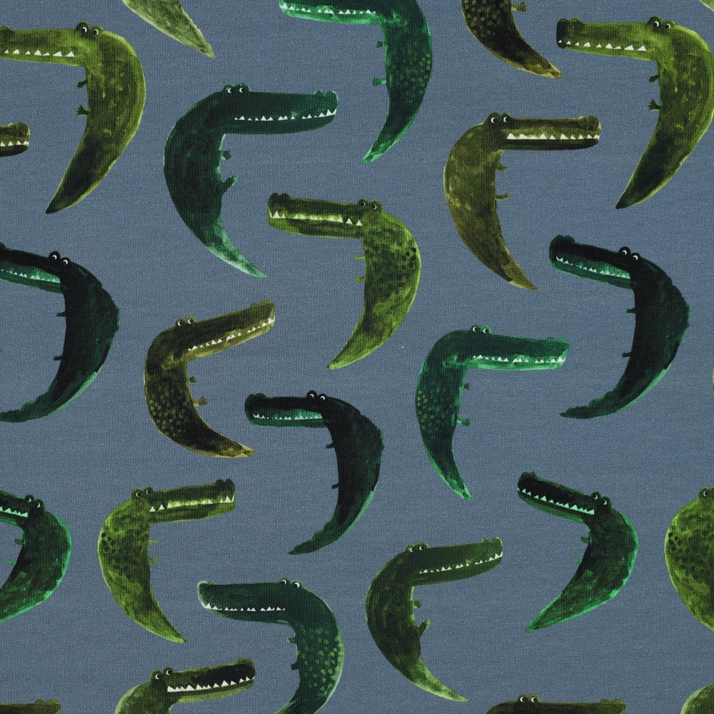 French Terry Kroko | Jeansblau