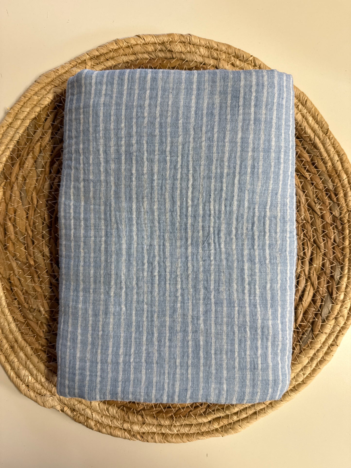 Rest Musselin Stripes Hellblau