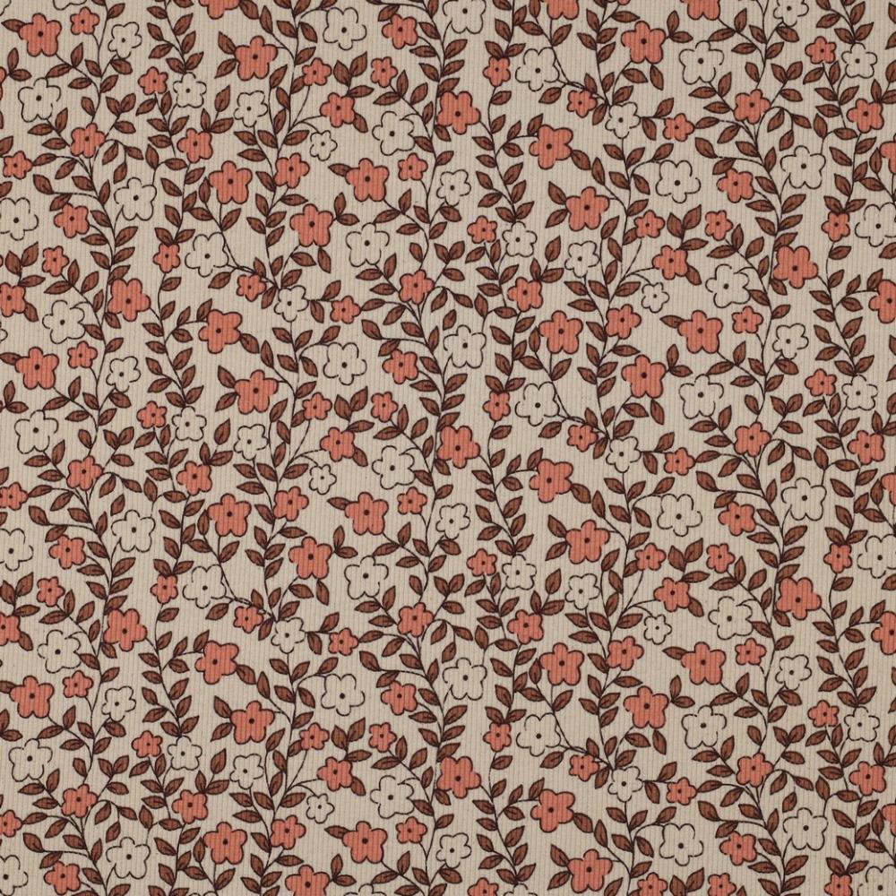 Ribjersey Blumen Brown (Bio)