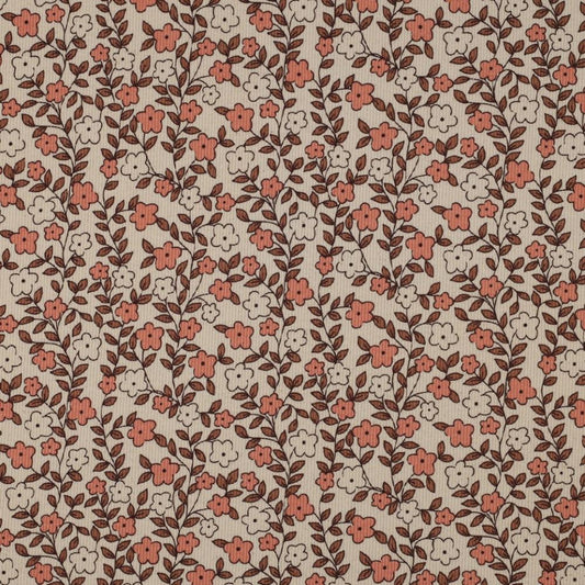 Ribjersey Blumen Brown (Bio)