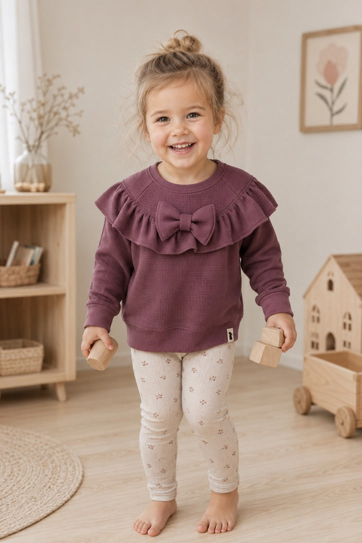 Rüschen-Sweater | Waffelstrickjersey