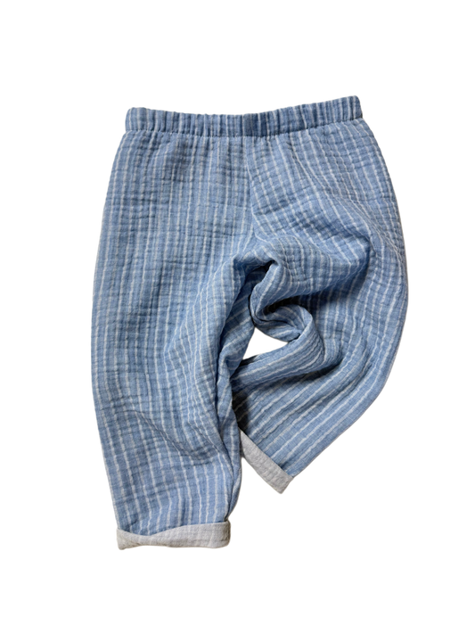 Musselinhose "Stripes Graublau"