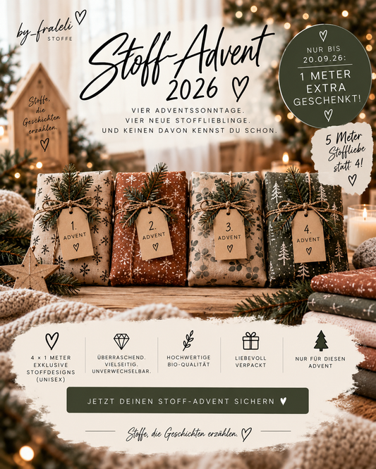 Stoff-Advent 2026 – 4 exklusive Stoffdesigns | by_fraleli