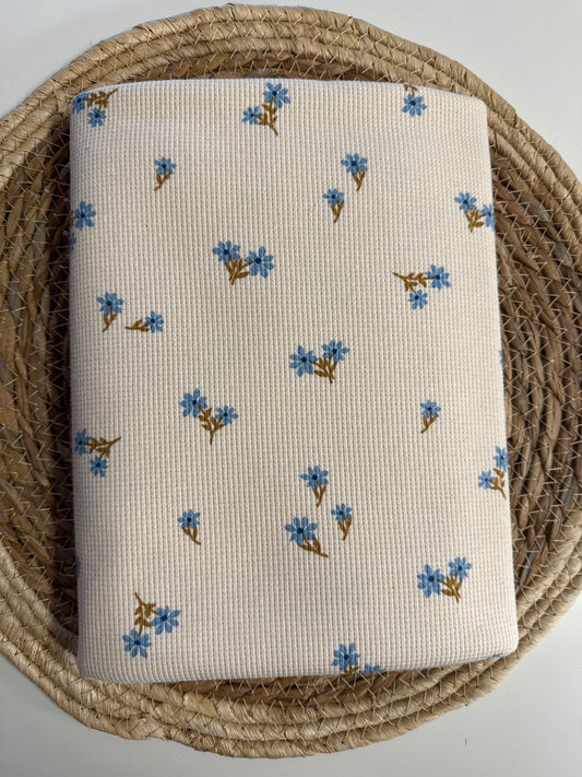 Rest Waffelstrick blaue Blume