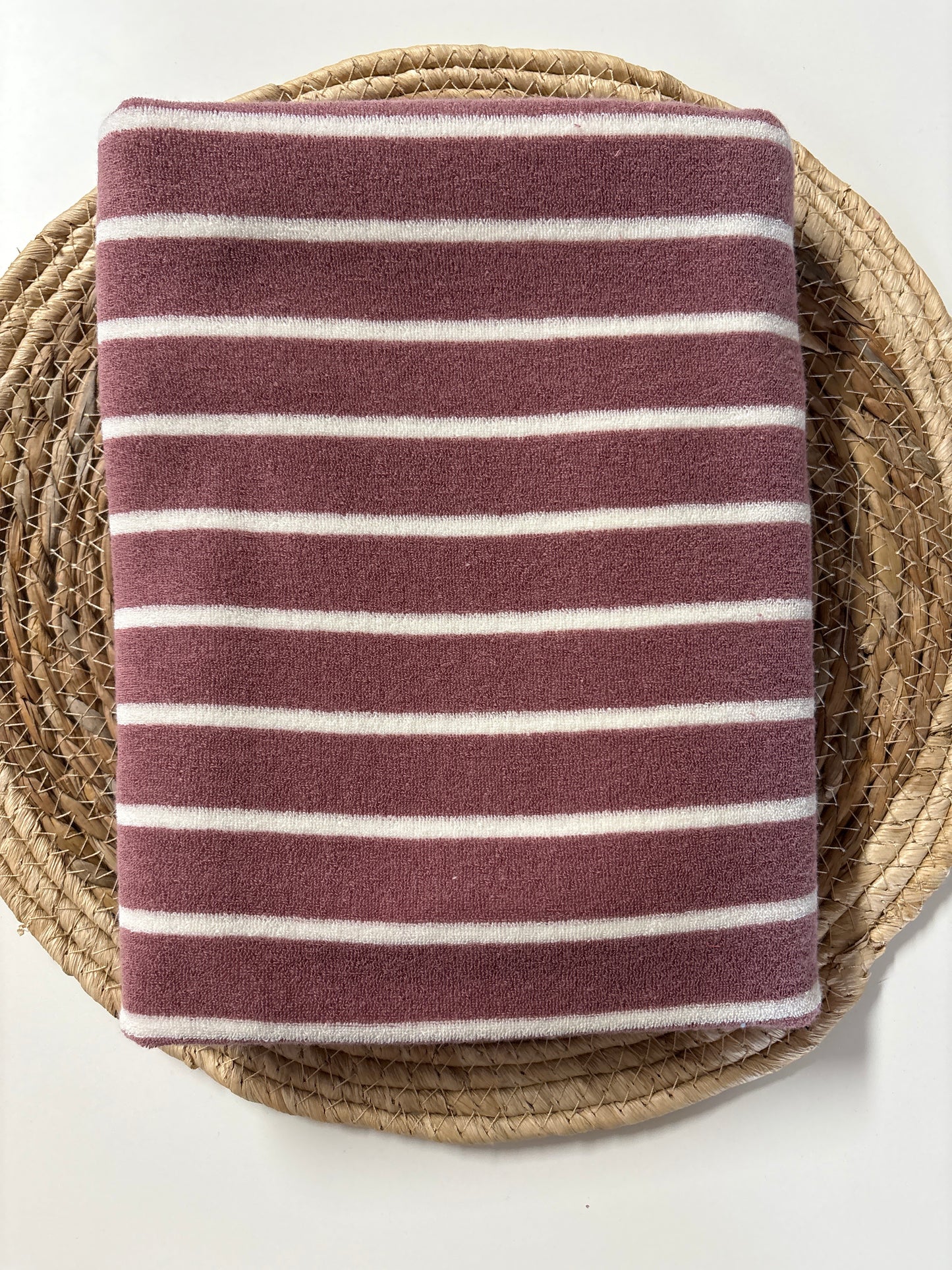 Rest Frottee-Jersey Streifen Altbeere