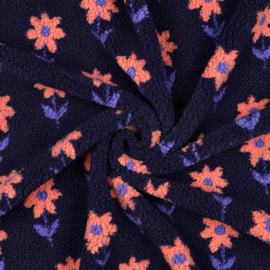 Teddyfleece Blumen Marine | DauerVB