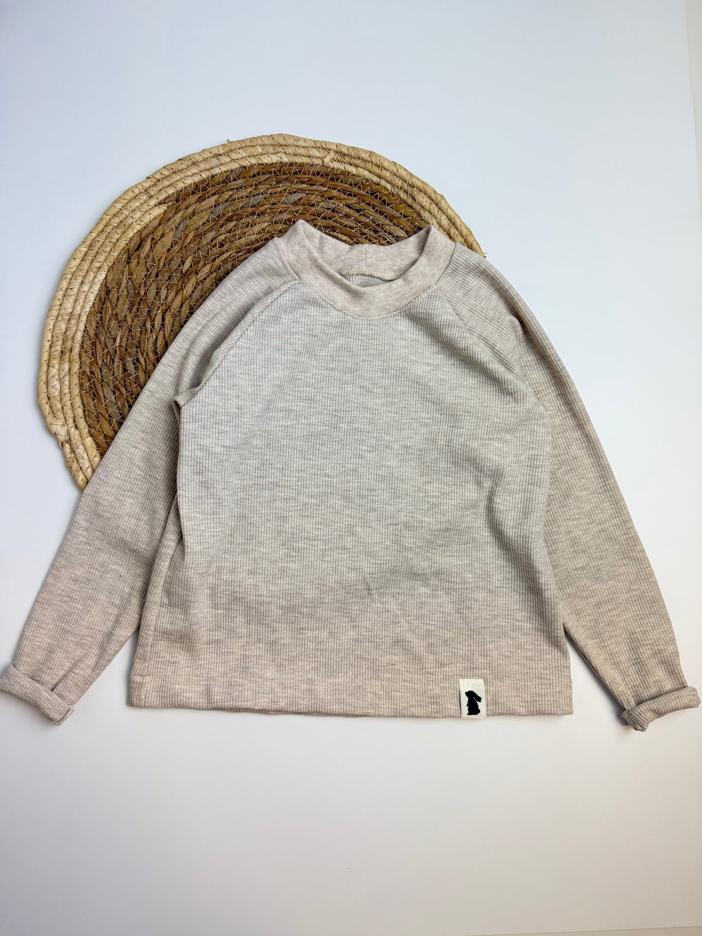 Oversized-Shirt Ribjersey Hellbeige mel. LAST PIECE