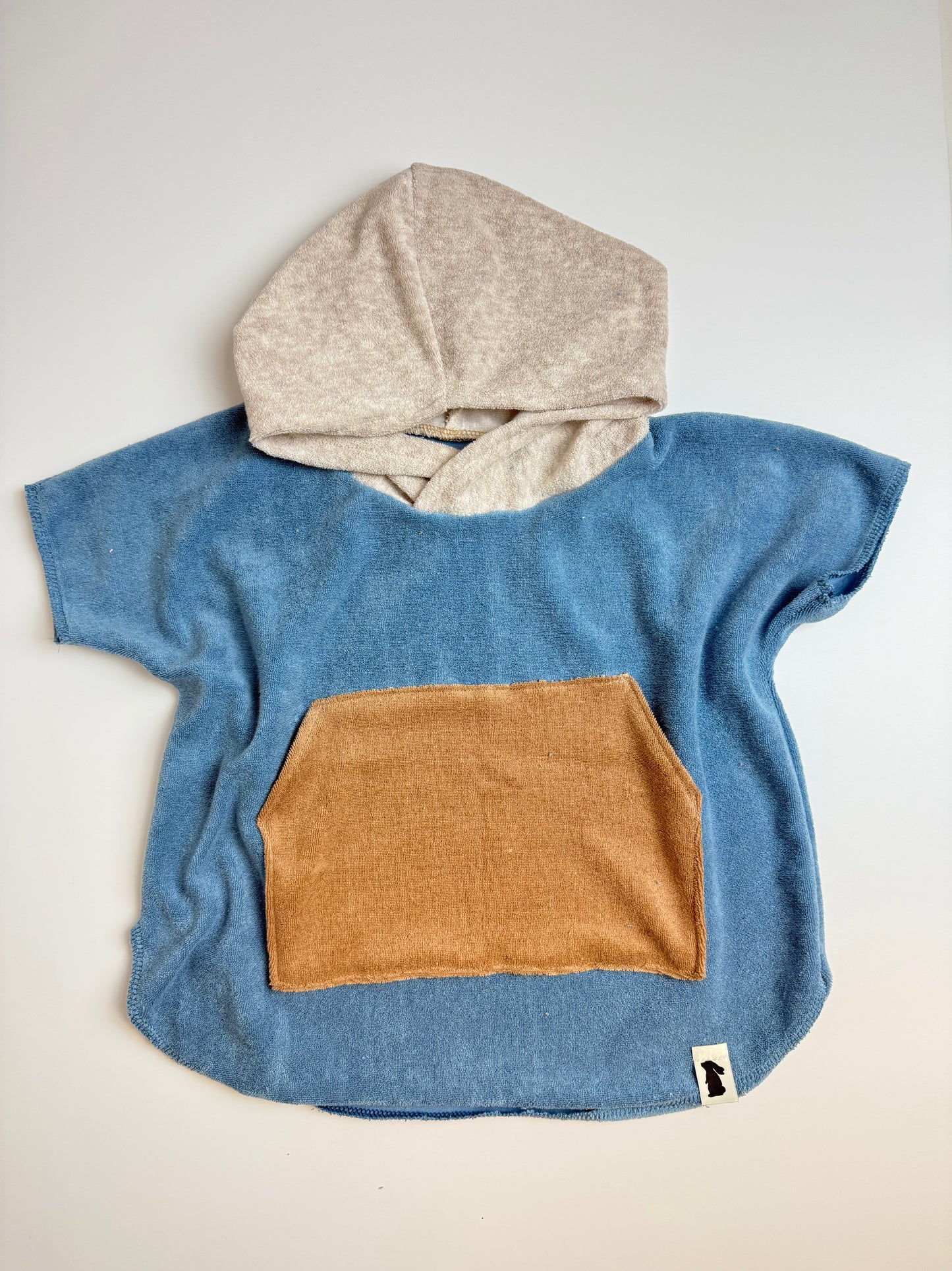 Frottee-Poncho Graublau