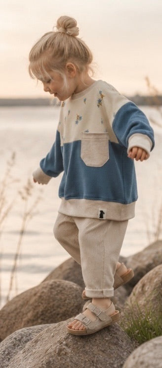 Raglan-Sweater Blumen Colourblock