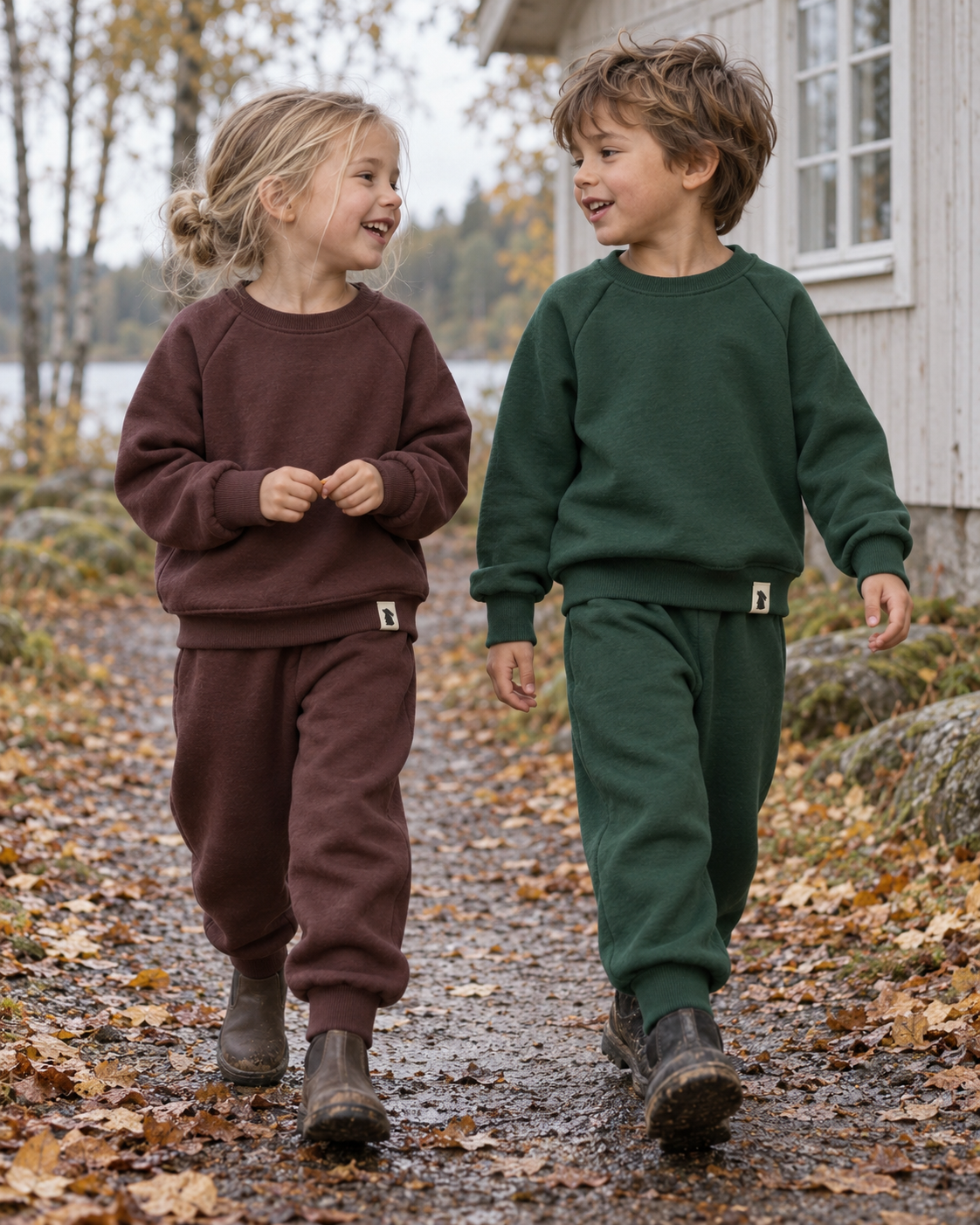 Heavy-Sweat Raglan-Sweater – Tannengrün & Pflaume | Handmade