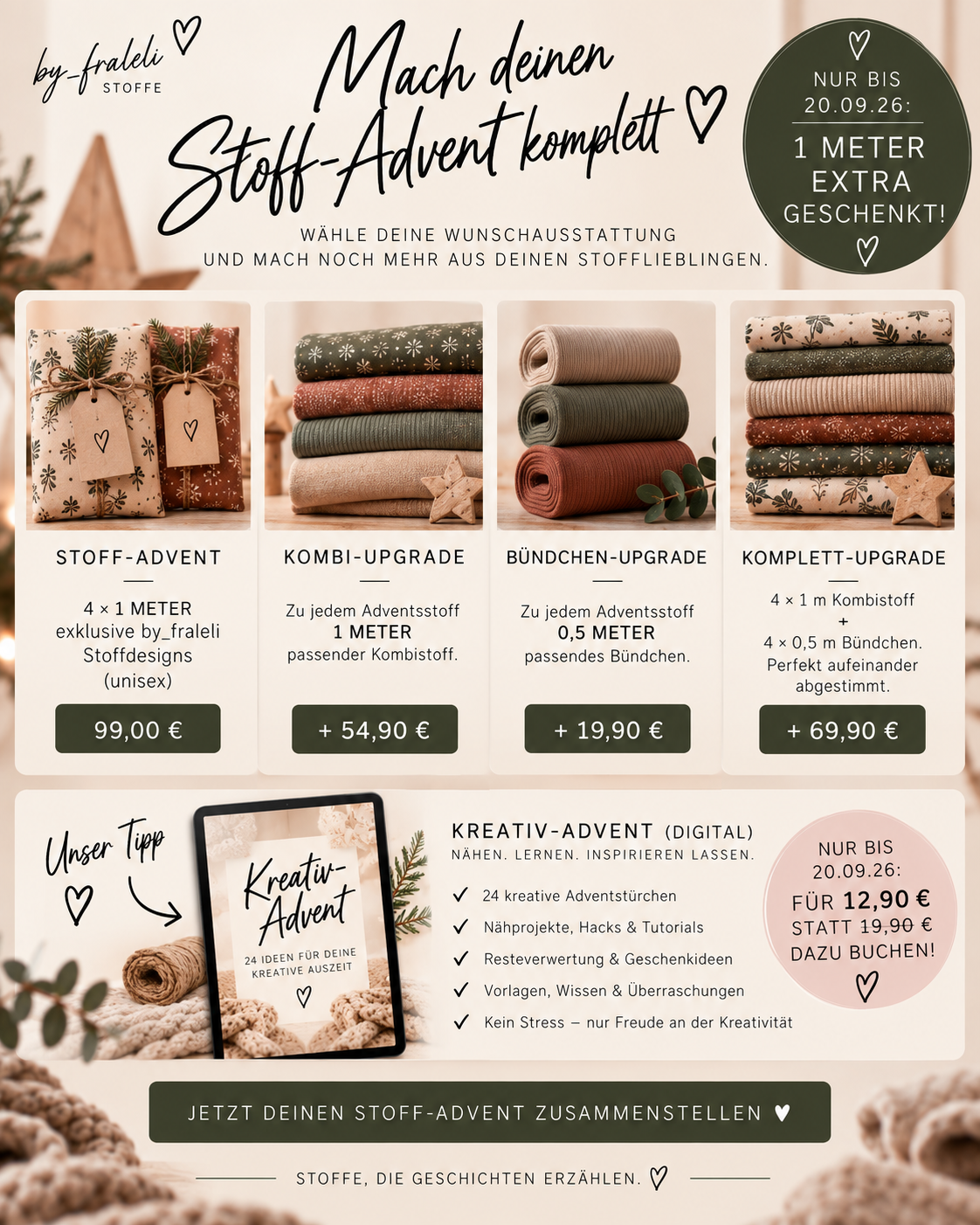 Stoff-Advent 2026 – 4 exklusive Stoffdesigns | by_fraleli