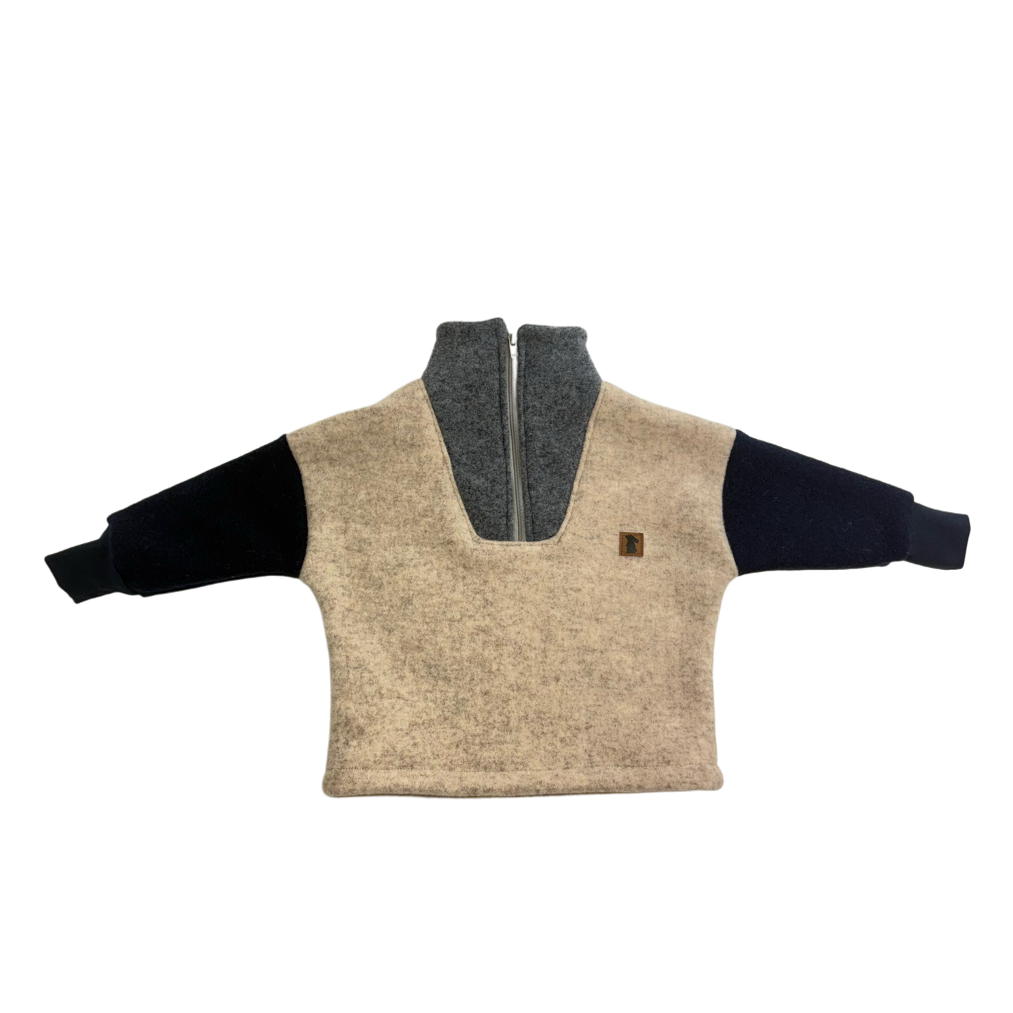 Wollfleece Troyer - Blau/Beige/Grau