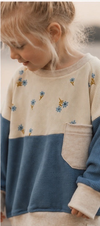 Raglan-Sweater Blumen Colourblock