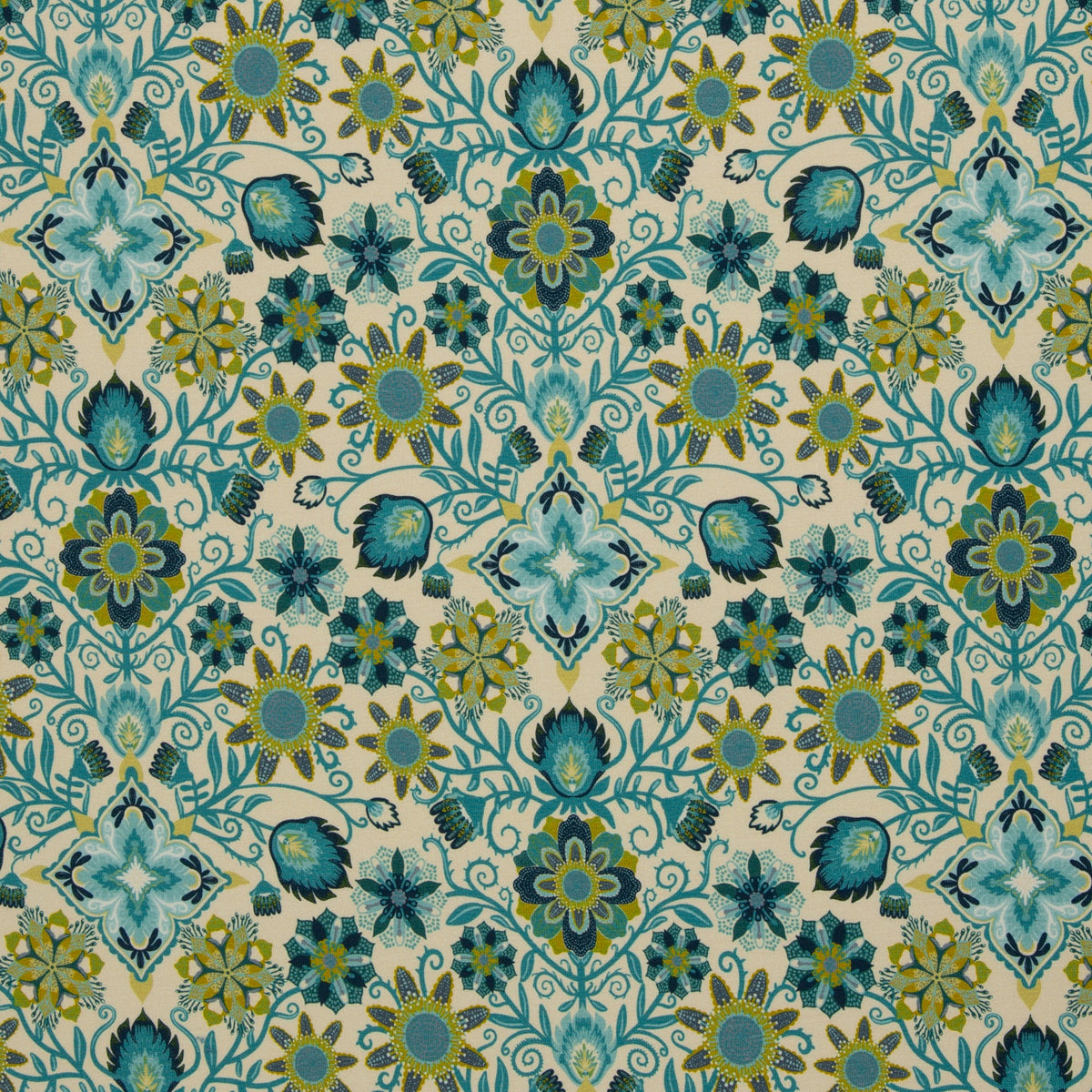 French Terry Tropical Flowers | Ozeanblau