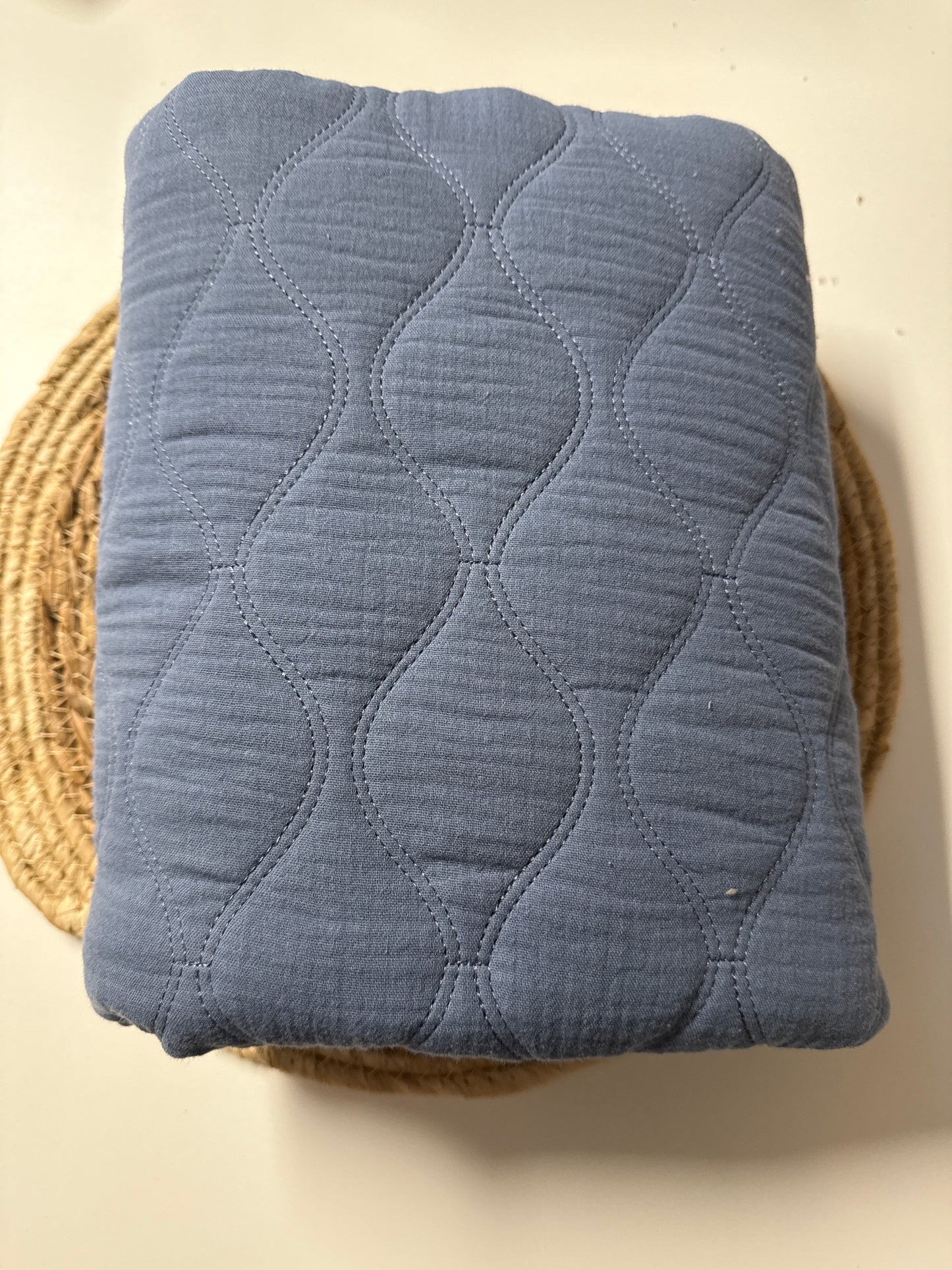 Rest Stepp-Musselin Jeansblau