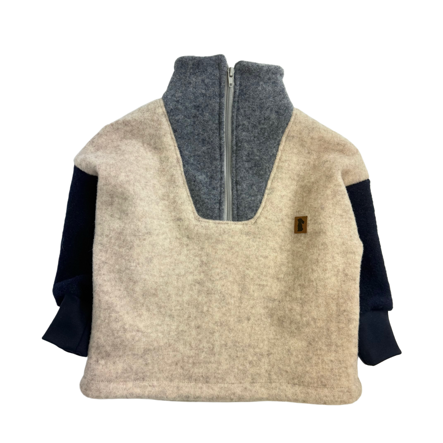 Wollfleece Troyer - Blau/Beige/Grau