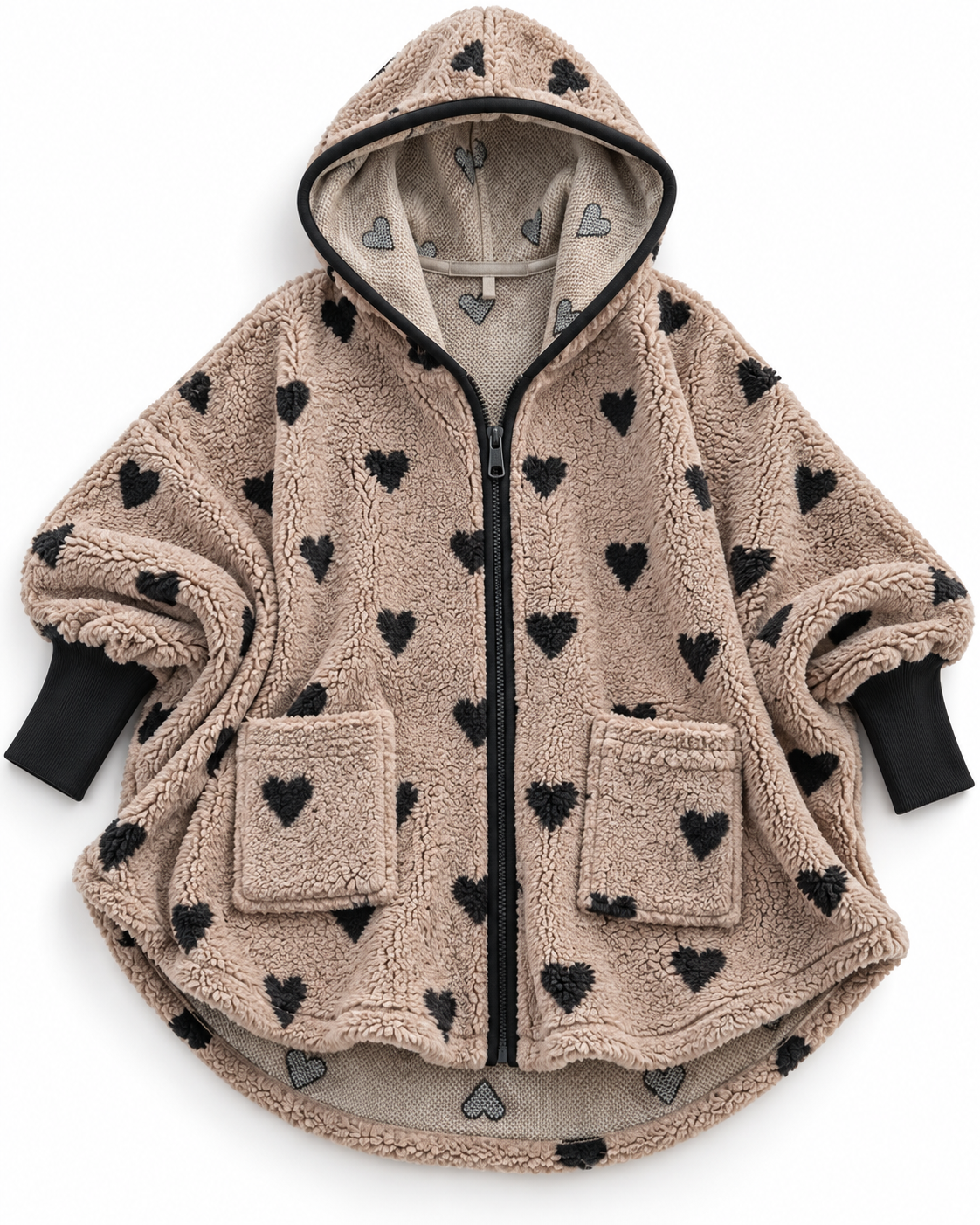 Teddycape Damen Herzen Taupe | Fix&Fertig