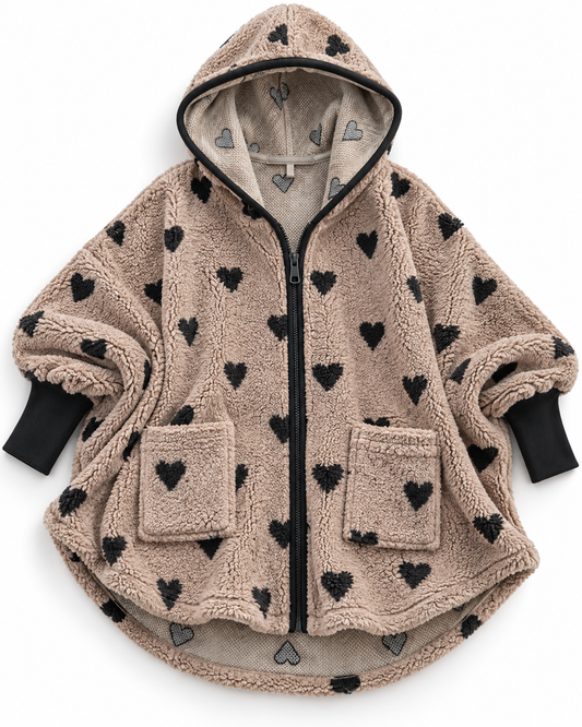 Teddycape Damen Herzen Taupe | Fix&Fertig