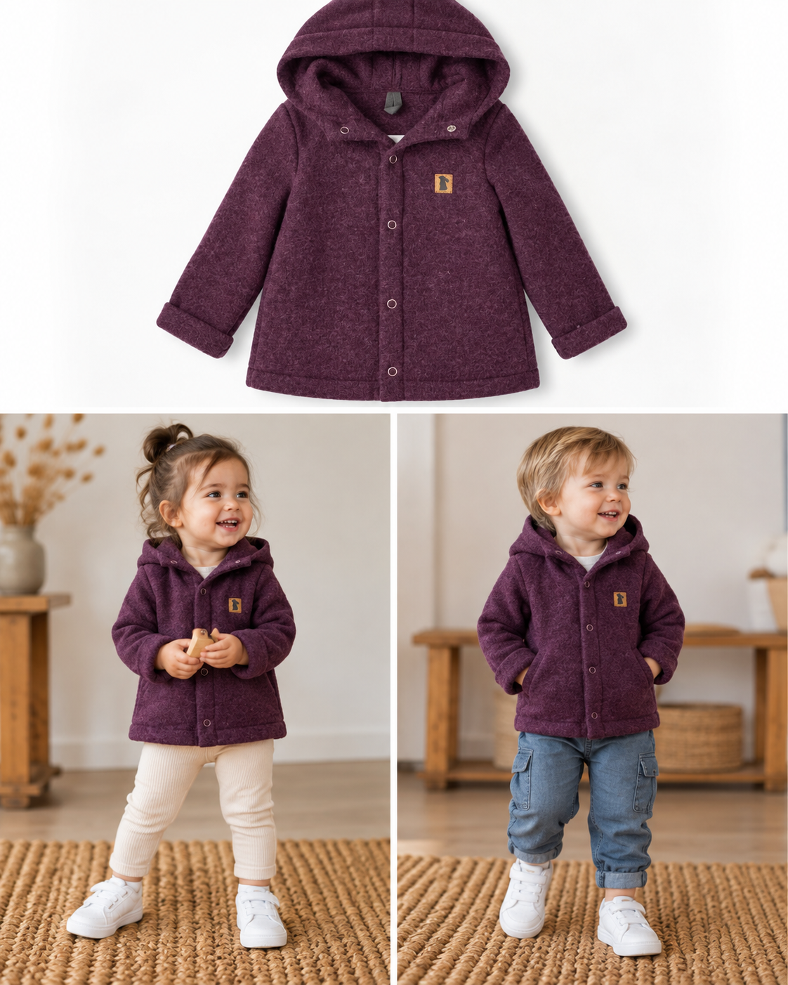 Wolljacke Merinofleece Aubergine | Fix&Fertig