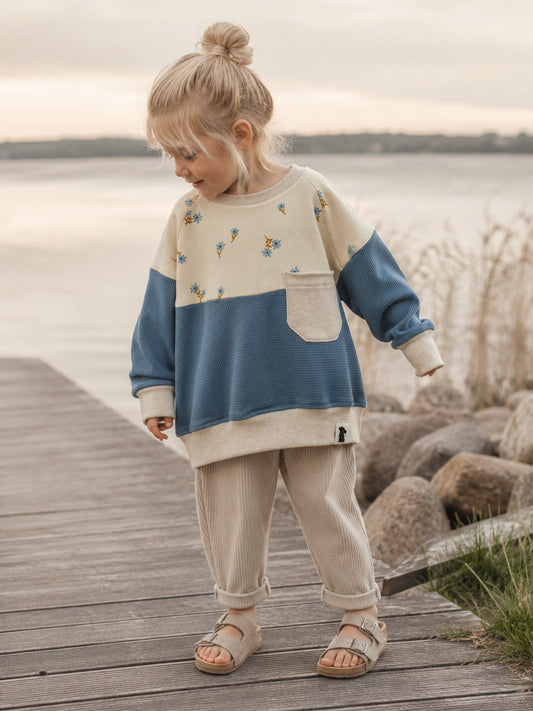 Raglan-Sweater Blumen Colourblock