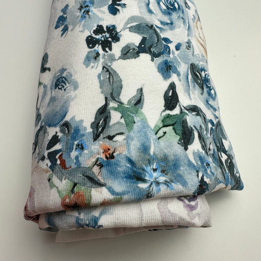 Organic cotton jersey "Aqua Roses" (W:110cm H:80cm)