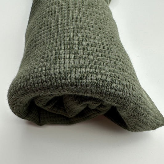 Waffle knit "Dark Green Khaki" (W:150cm H:40cm)