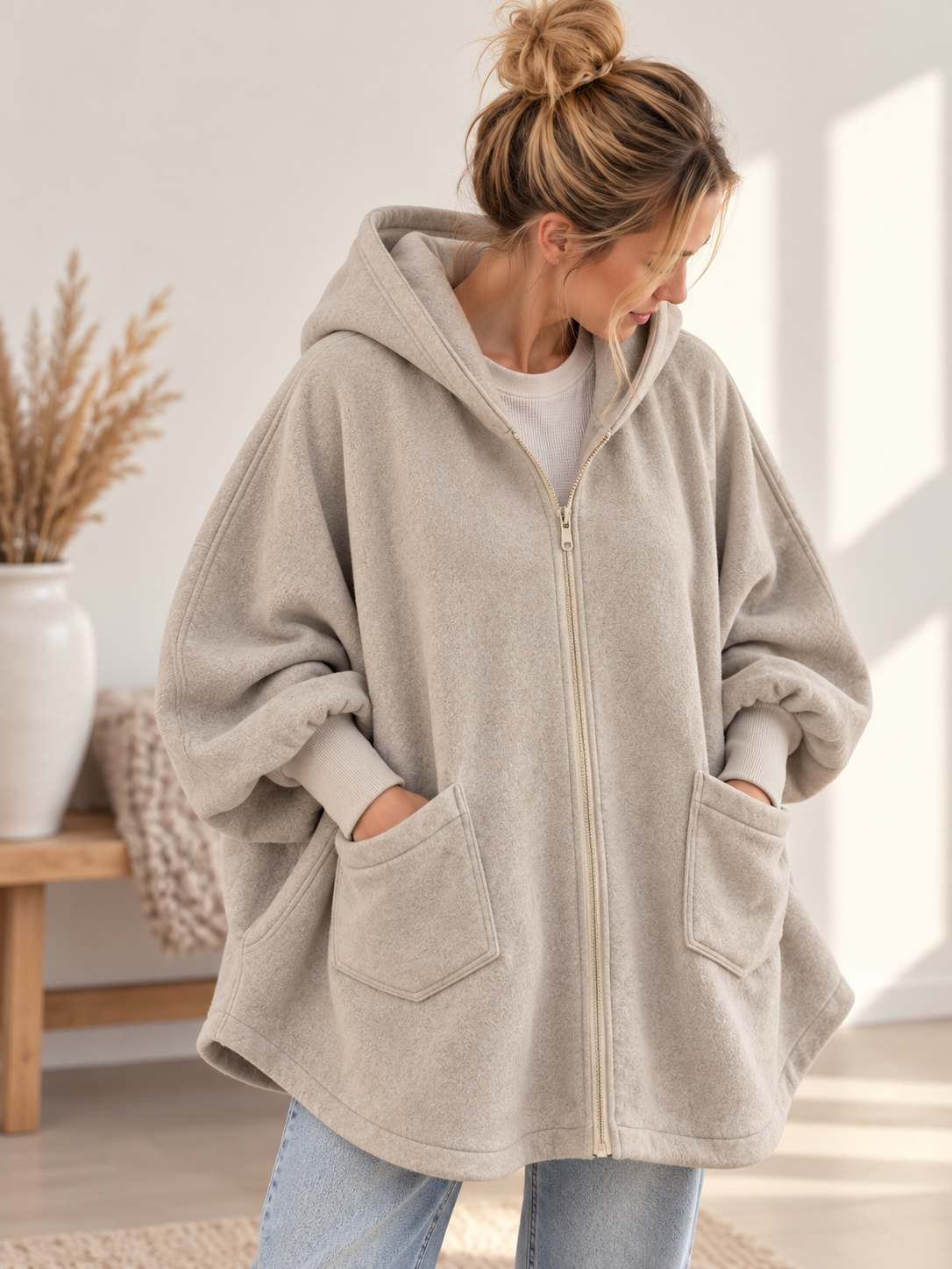 Fleececape Damen Beige | Fix&Fertig