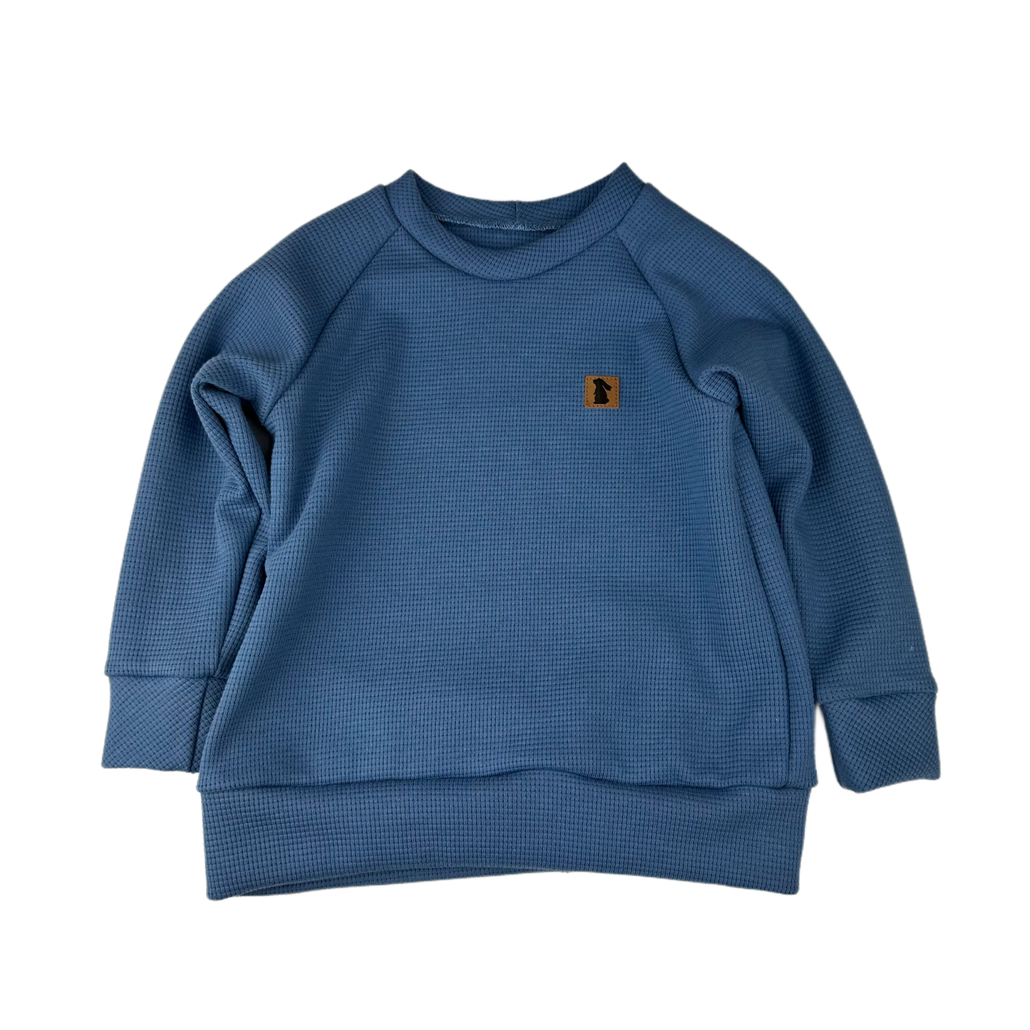 Raglan-Sweater "Waffelstrick Graublau" Gr. 92