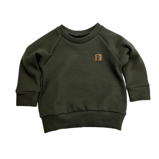 Raglan sweater "waffle knit army green" size 68