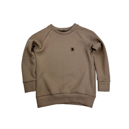 Raglan-Sweater "Waffelstrick Taupe" Gr. 110