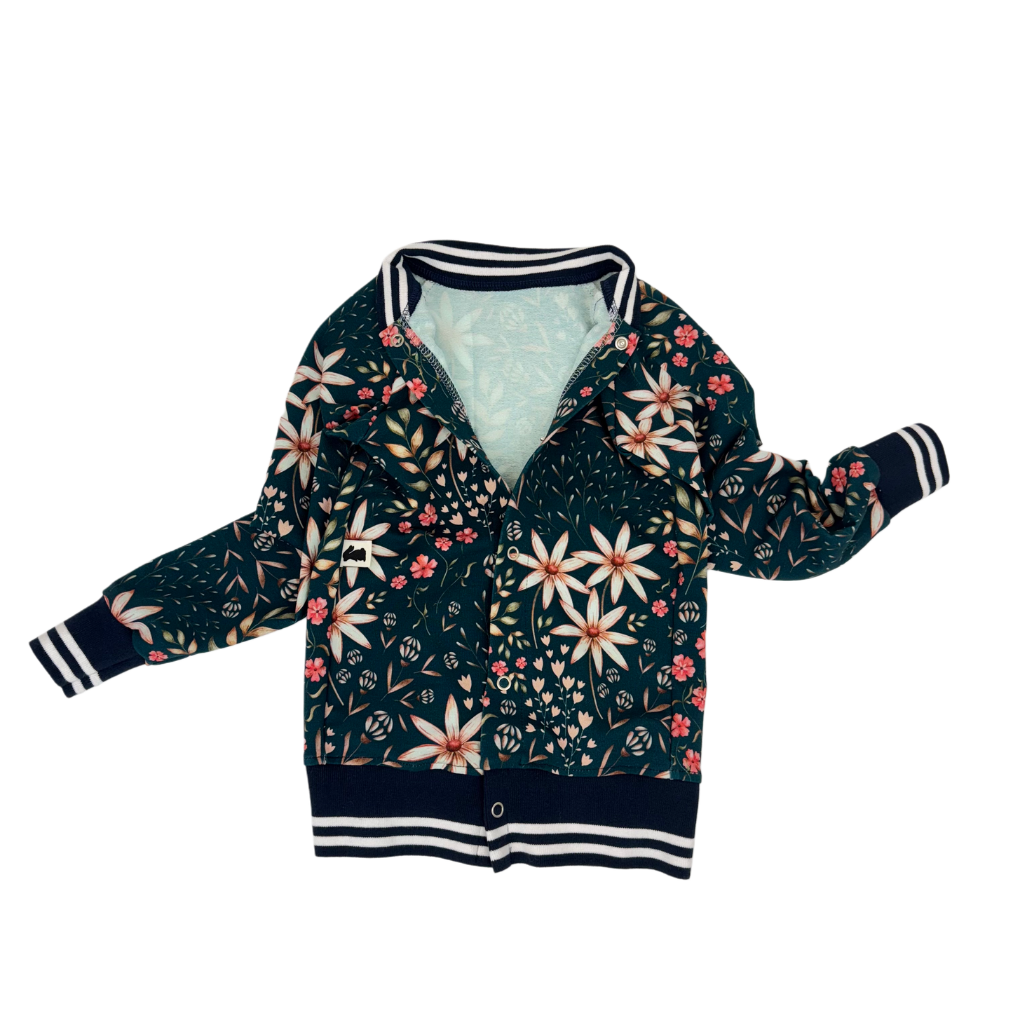 Cardigan „Herbstblume Petrol“ Gr. 110/116 – Fix&Fertig