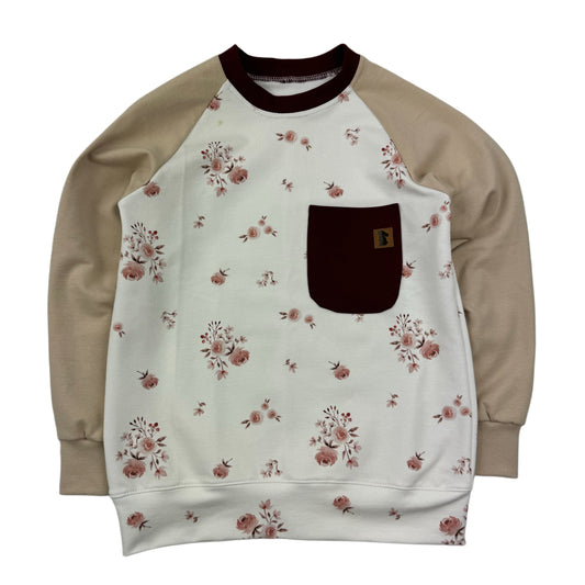 Raglan sweater “Colourblocking Roses” size. 122