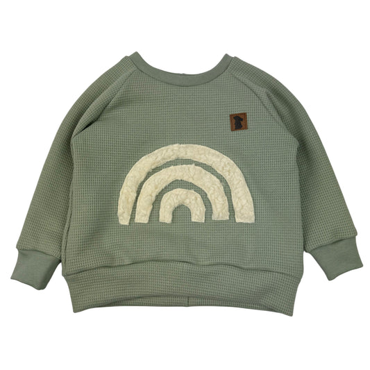 Raglan-Sweater Regenbogen "Waffelstrick Mint" Gr. 74