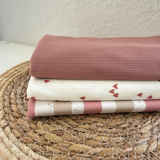 Stoffpaket "Herzen Lehmrosa"