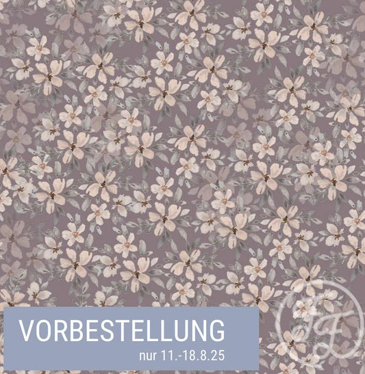 Baumwolljersey "Blumenzauber Altlila“ – Vorbestellung