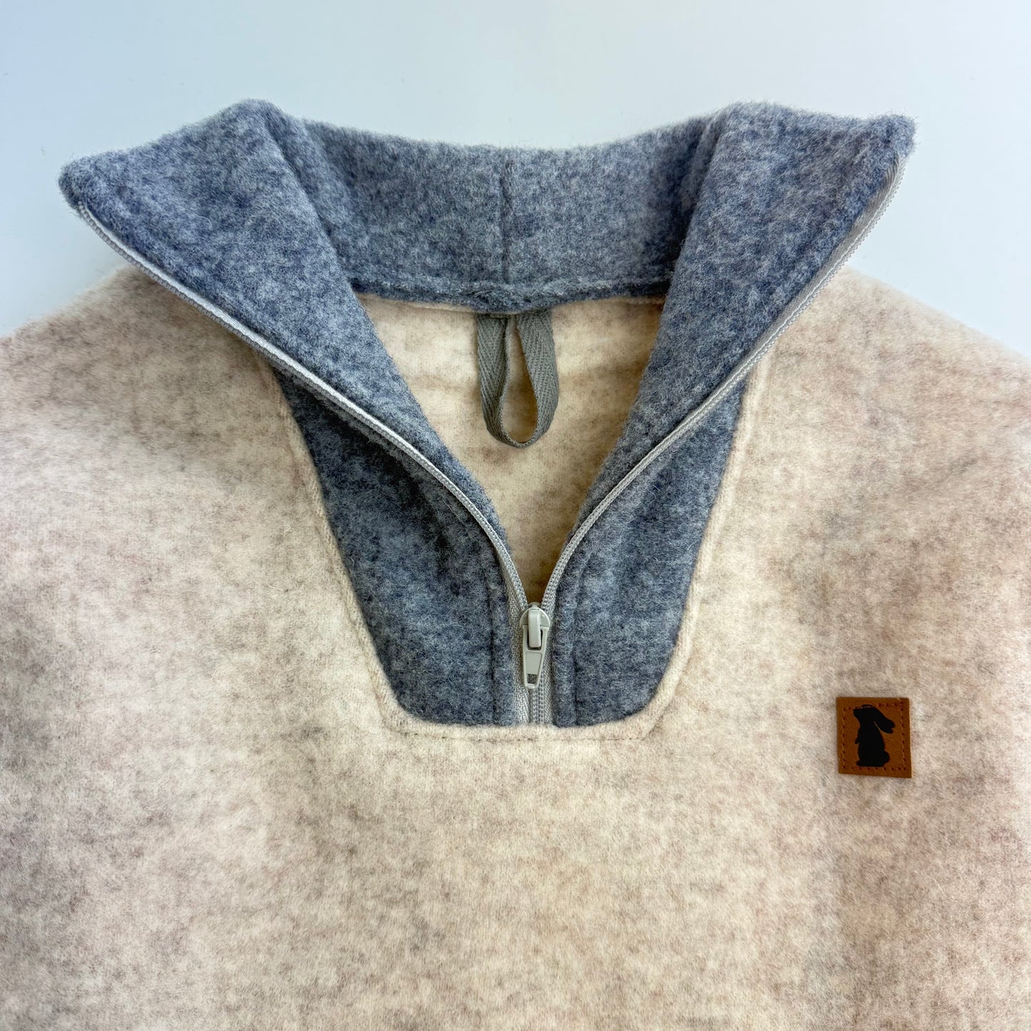 Wollfleece Troyer - Blau/Beige/Grau