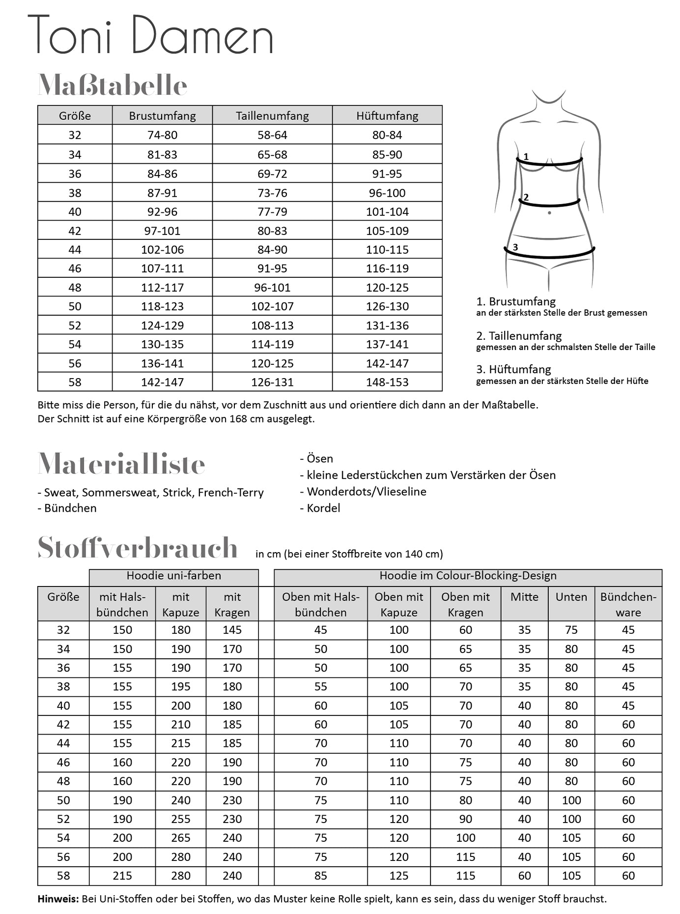 Fadenkäfer "Toni - Damen" (Papierschnittmuster)