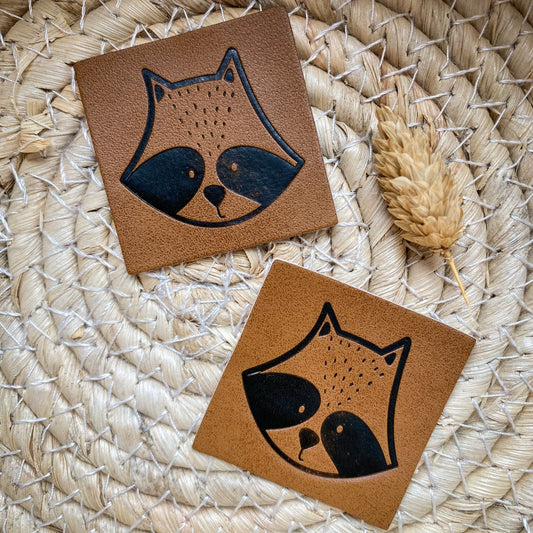 Kunstlederlabel Waschbär Kopf